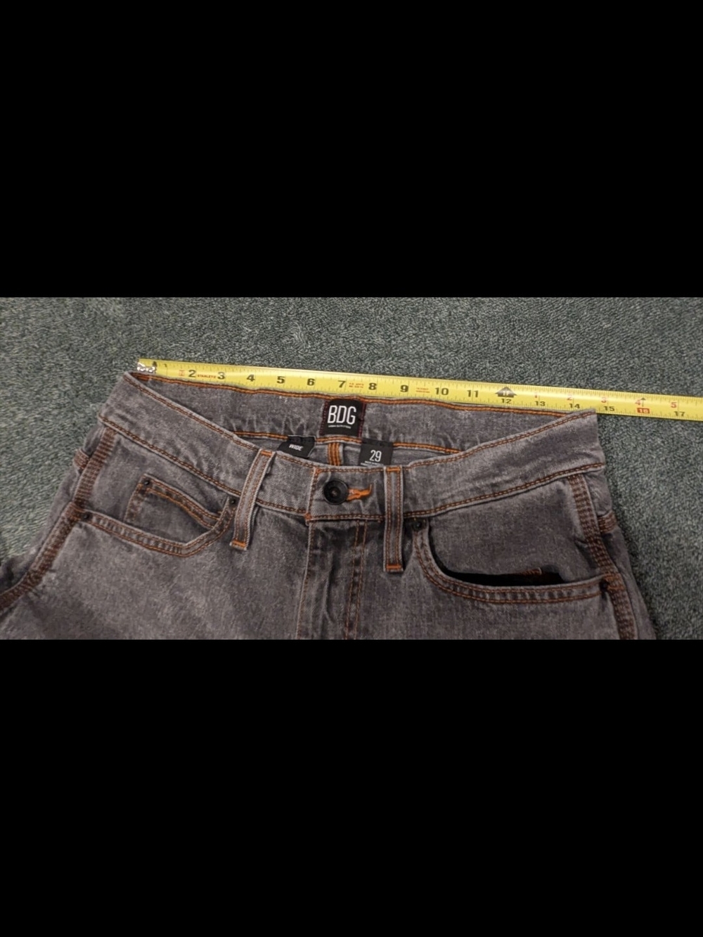 BDG Urban Outfitters Wide Leg Jeans 29 Gray Acid Wash Orange Stitch - Picture 6 of 6
